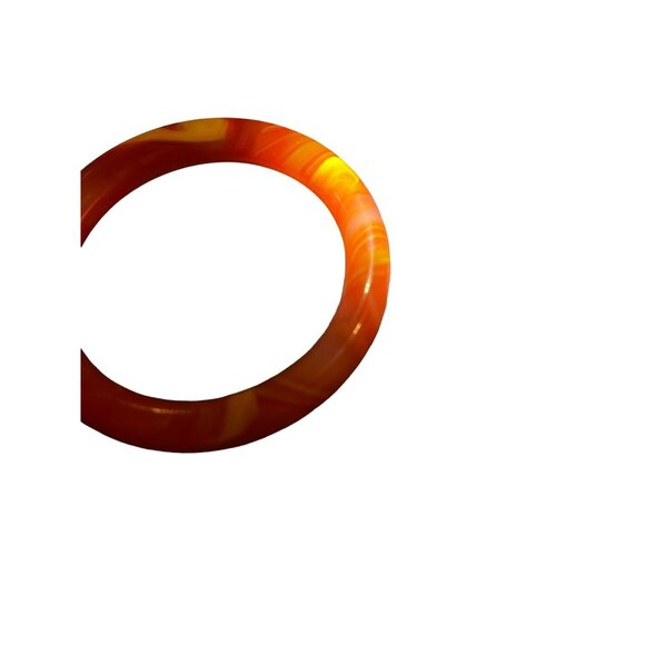 Vintage Orange Red Yellow Agate Rounded Bangle Bracelet 7.48" Diameter ESTATE - Picture 7 of 7